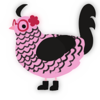 A pink and sable chicken with a lace pattern