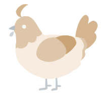 A cream and beige chicken with a head pattern