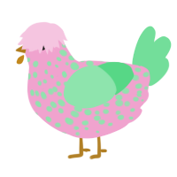 A pink and spring chicken with a speckle pattern