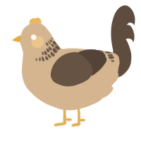 A beige and bark chicken with a neck-band pattern