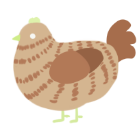 A beige and brown chicken with a bar pattern