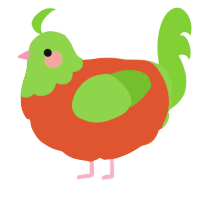 A vermilion and grass chicken with a head pattern