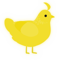 A yellow chicken with a neck-speckle pattern