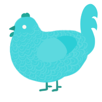 A aqua chicken with a double-lace pattern