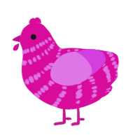 A fuchsia and orchid chicken with a bar pattern