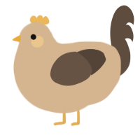 A beige and bark chicken