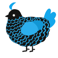 A black and sky chicken with a lace pattern