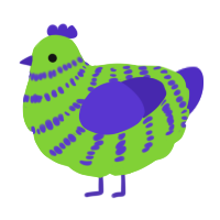A grass and indigo chicken with a bar pattern