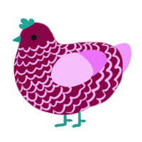 A maroon and lavender chicken with a lace pattern