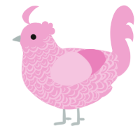A pink chicken with a double-lace pattern