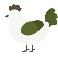 A white and olive chicken