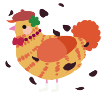 A honey and vermilion chicken with a bar pattern
