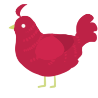 A crimson chicken with a half-bar pattern