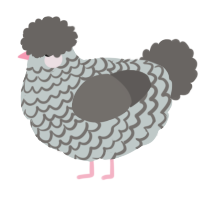 A silver and grey chicken with a lace pattern