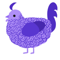 A lilac and indigo chicken with a double-lace pattern