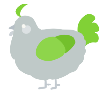 A silver and grass chicken