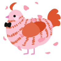 A rose and vermilion chicken with a bar pattern