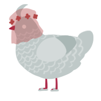 A silver chicken with a lace pattern