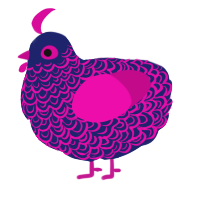 A navy and fuchsia chicken with a double-lace pattern