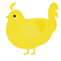 A yellow chicken with a lace pattern