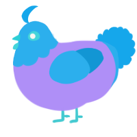 A lilac and sky chicken with a head pattern