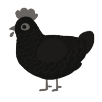A black and sable chicken with a lace pattern