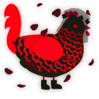 A sable and crimson chicken with a lace pattern