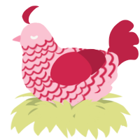 A rose and crimson chicken with a lace pattern