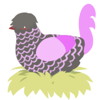 A grey and lavender chicken with a lace pattern