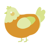 A orange and lemon chicken with a head pattern