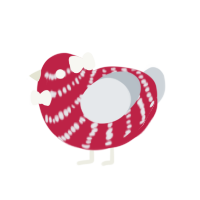 A crimson and mist chicken with a bar pattern