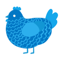 A sapphire and sky chicken with a lace pattern
