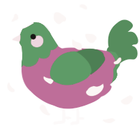 A fuchsia and viridian chicken with a head pattern