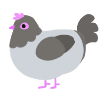 A mist and grey chicken with a head pattern