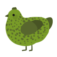 A chartreuse and olive chicken with a speckle pattern