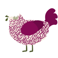A cream and wine chicken with a double-lace pattern