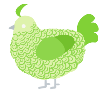 A apple and grass chicken with a double-lace pattern