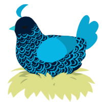 A tumblr and cerulean chicken with a double-lace pattern