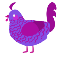 A blurple and plum chicken with a lace pattern