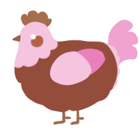 A russet and pink chicken with a head pattern