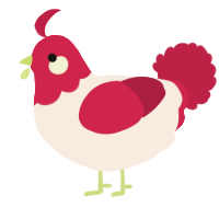A cream and crimson chicken with a head pattern