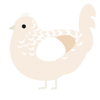 A cream chicken with a half-lace pattern