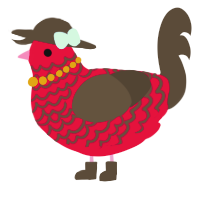 A crimson and bark chicken with a lace pattern