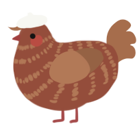 A russet and brown chicken with a bar pattern