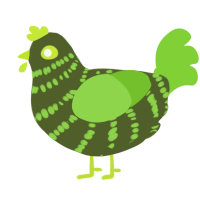 A olive and grass chicken with a bar pattern
