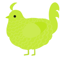 A lime chicken with a lace pattern