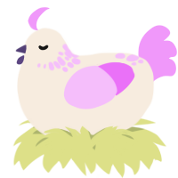 A cream and lavender chicken with a neck-speckle pattern