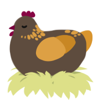 A bark and orange chicken with a neck-speckle pattern