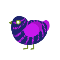 Bandit, a navy and amethyst chicken with a bar pattern