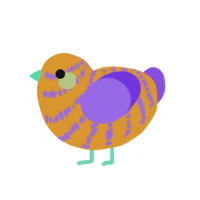 Lilot, a orange and blurple chicken with a bar pattern